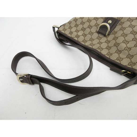 GUCCI GG Abbey Crossbody Bag Beige Canvas Leather - Picture 6 of 9